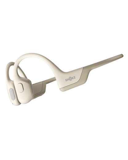 SHOKZ OpenRun Pro-Bone Conduction Headphones, Open-Ear Bluetooth Wireless Sport Headphones for Running and Workout, Sweat Resistant, Long Battery Life, Premium Deep Bass, Mic，with Hair Band, Beige
