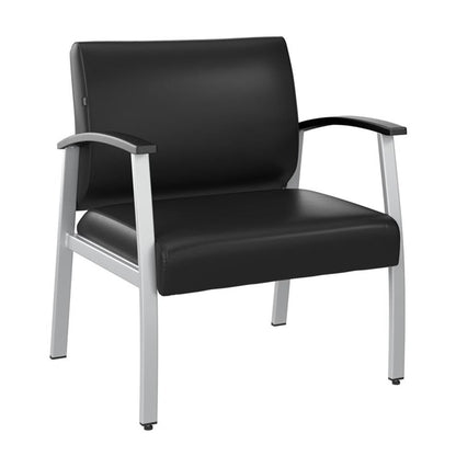 Bush Business Furniture Arrive Bariatric Waiting Room Guest Chair with Arms in Black Vinyl, Reception Area Seating for Office and Lobby