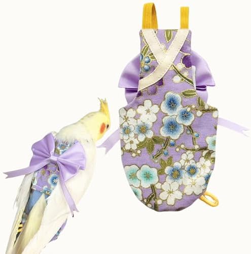 Bird Flight Suits Diapers, Parrot Flight Suits Diapers for Quaker Parakeets Cockatiels Conures Macaw African Grey, Bird Diaper, Parrot Clothes (Purple A,2M)