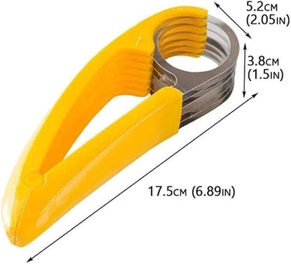 2Pcs Yellow Food Manual Slicer, Stainless Steel Food Slicer, Banana Strawberry Cucumber Carrot Egg Vegetable Fruit Multifunctional Slicer, Handheld Portable Small Food Slicer Mandolines and Slicers