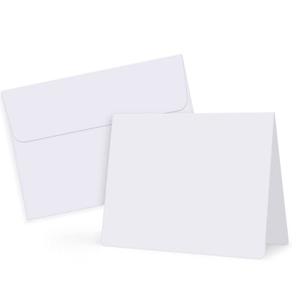 Eupako 50 Pack White-Blank-Cards-and-Envelopes-5x7-Heavyweight-Folded-Cardstock-and-A7-Envelopes-Self-Seal for DIY Greeting Cards, Invitations, Wedding, Baby Shower, Birthday