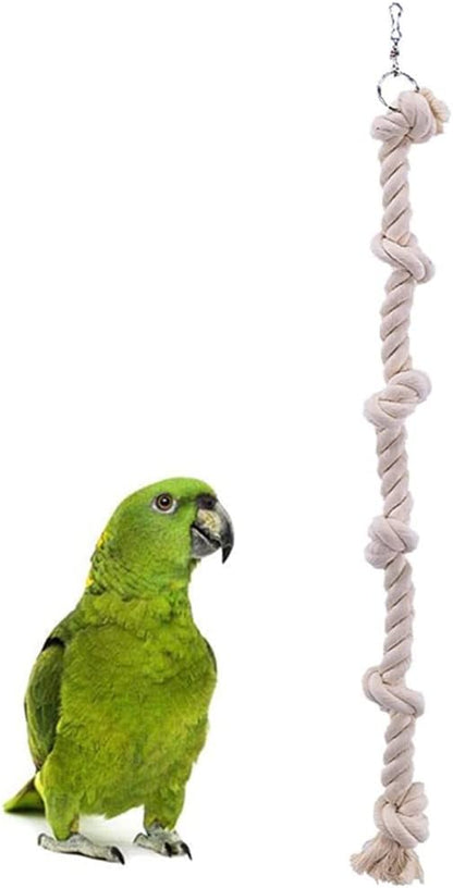 Bird Rope Toy with Knots Cotton Rope Cage Hanging Swing Parrot Bungee Toy for Chewing Climbing 15.74in in Length
