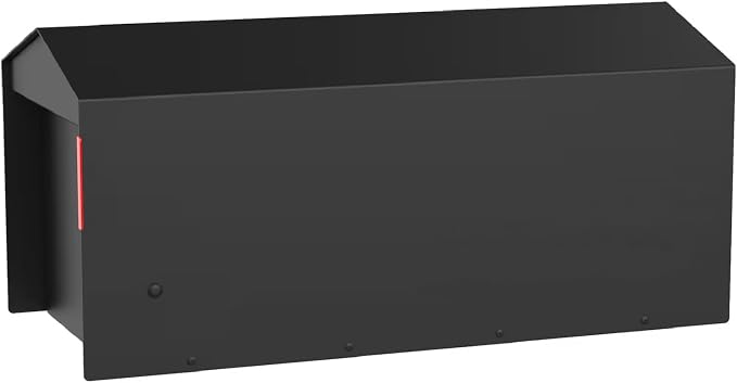 Olio Home Mailbox | Modern Design Thompson Roof Top Post Mount Mail Box | 20.5” x 9.2” x 8.5” | Galvanized Steel Mailboxes for Outside | Black