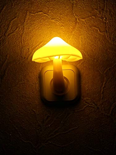 AUSAYE Sensor LED Night Light Plug in Wall Lamp, Energy Saving NightLight Cute Mushroom Night Lights for Adults Kids Bedroom,Bathroom,Toilet, Stairs, Kitchen,Hallway Corridor Warm White