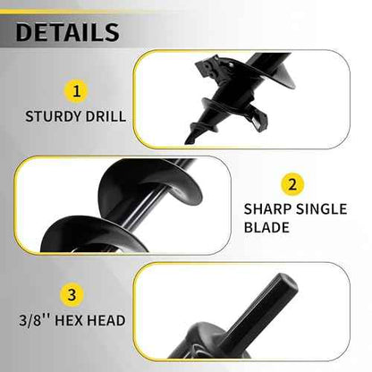 Auger Drill Bit for Planting - 3" x 36" Plant Auger for Cordless Drill - Bulb Planter Tool for Bulbs Planting&Holes Digging - 3/8" Hex Drive Drill