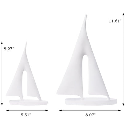 Saysmile Modern Sculptures Home Decor, Sailboat Decor Ornament, Boat Decorations Statue Decor, Art Sculptures and Statues, Sailboat Gifts Home Office Bathroom Shelf Decor (White-2 Pack)