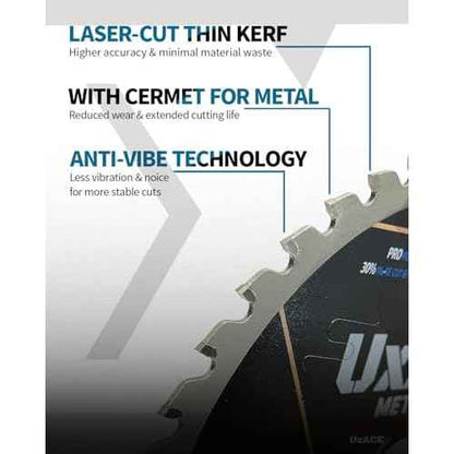 5-3/8-Inch 30-Tooth Circular Saw Blade, 20 mm Arbor, Ferrous Metal, Steel Cutting Blade, Carbide Tip, Thin Kerf, for Channel, EMT Conduit, Angle Iron, Threaded Rod, Flat Bar, 2 Pack