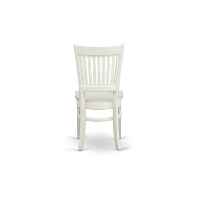 East West Furniture VAC-LWH-W Vancouver Dining Chairs - Slat Back Wood Seat Kitchen Chairs, Set of 2, Linen White