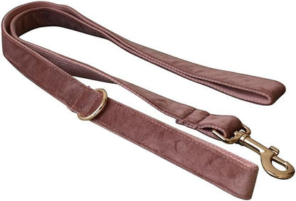 Love Dream Velvet Dog Collar and Leash Set, Soft & Comfy Adjustable Dog Leash and Collar with Heavy Duty Metal Buckle for Small Medium Large Dogs Training & Walking (Small, Dark Pink)