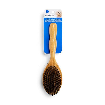 Well & Good by Petco Bamboo Pin and Bristle Dog Brush for All Coats, Large