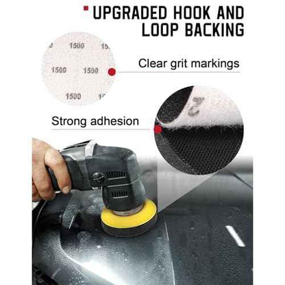 3 Inch Wet Dry Headlight Restoration Kit, Drill Sanding & Polishing Attachment with 800-5000 Grit Sandpaper Discs, 1/4 Shanks, Foam Pads, 3.3'' Face Buffing Polishing Pads, Masking Tape