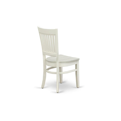 East West Furniture VAC-LWH-W Vancouver Dining Chairs - Slat Back Wood Seat Kitchen Chairs, Set of 2, Linen White