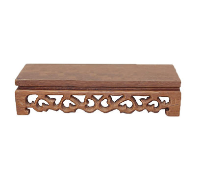GOLDY&WENDY Chinese Wooden Rosewood Base Rectangular Carved Vase Buddha Plant Display Stand Craft Pedestal