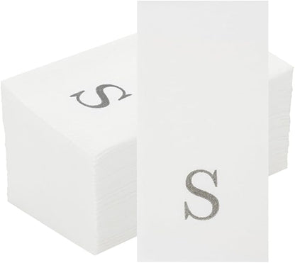 Luxenap 15.8 X 7.9 Inch Linen-Feel Guest Towels, 50 Lettered Hand Towels