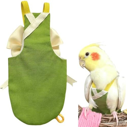 Bird Flight Suits Diapers, Parrot Flight Suits Diapers for Quaker Parakeets Cockatiels Conures Macaw African Grey, Bird Diaper, Parrot Clothes (Green C,2M)