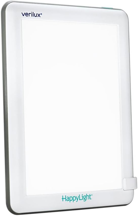 Verilux HappyLight Lucent - One-Touch Light Therapy Lamp with 10,000 Lux, UV-Free, LED Bright White Light & Detachable Stand for Boosting Mood & Improving Sleep