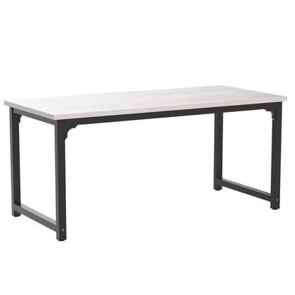 NSdirect 63" Large Computer Desk,Modern Simple Style PC Table Office Desk Wide Workstation for Study Writing,Gaming and Home Office,Extra 1" Thicker Wooden Tabletop and Black Metal Frame,White+Black
