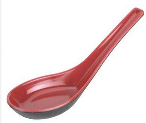 JapanBargain 2384x4, Set of 4 Asian Japanese Chinese Wonton Soba Rice Pho Ramen Noodle Soup Spoons, Black/Red
