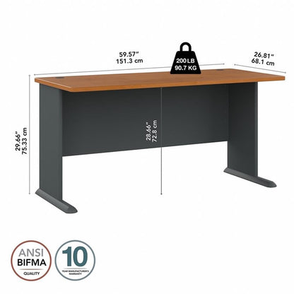 Bush Business Furniture Series A 60W Desk in Natural Cherry and Slate