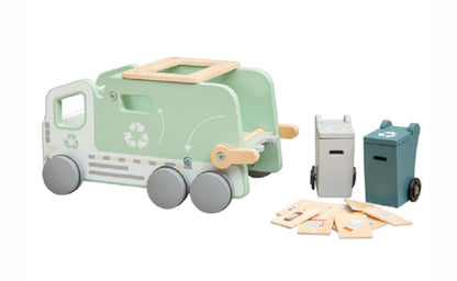Montessori Wooden Recycling Garbage Truck Toy, 13 Pieces, Ages 3+ Years