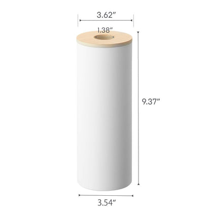 Yamazaki Home Rin Reusable Round Tissue Holder Case, Metal Tissue Container with Wooden Lid - Large - Steel + Wood
