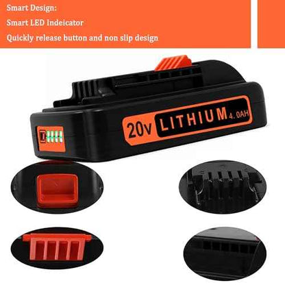 2Packs Replacement Black and Decker 20V Battery 4.0Ah, Built with 21700 Cells, High-Performance Lithium-Ion Battery Compatible with 20V Tools
