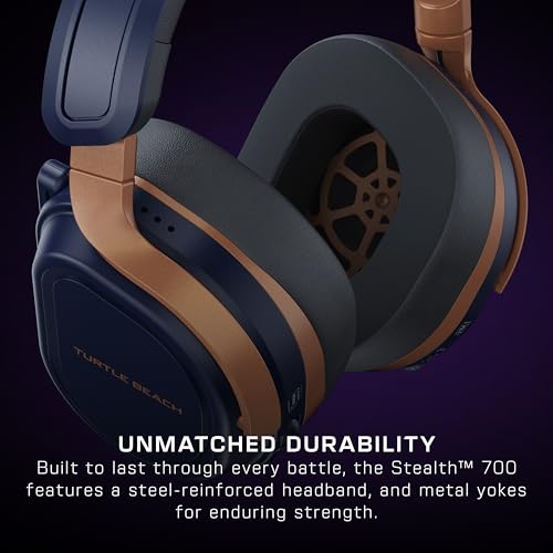 Turtle Beach Stealth 700 Gen 3 Wireless Multiplatform Amplified Gaming Headset for Xbox Series X|S, Xbox One, PC, PS5, Mobile – 60mm Drivers, AI Noise-Cancelling Mic, Bluetooth, 80-Hr Battery – Cobalt