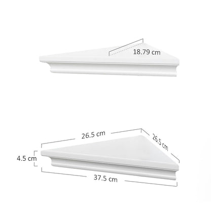 AHDECOR White Corner Shelves, Stylish Wall Mounted Corner Shelf for Space-Saving Storage in Living Room, Bedroom, and Office, Set of 2