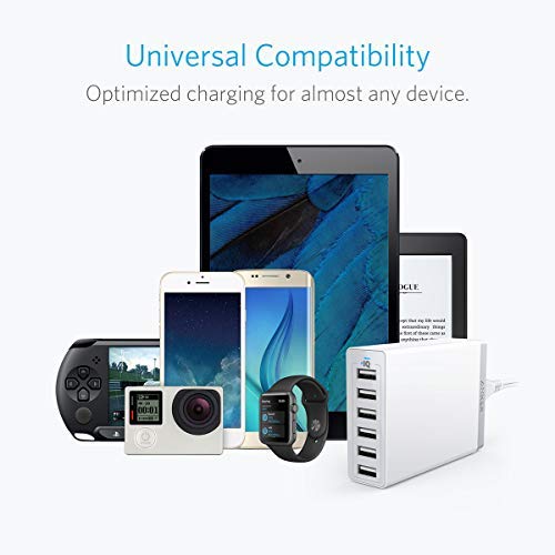Anker Charger, 60W 6 Port USB Charging Station, PowerPort 6 Multi USB Charger for iPhone 14/13 Series, iPad Pro/Air/Mini, Galaxy S23/S22/S21, Note 20 Ultra, LG, HTC, and More