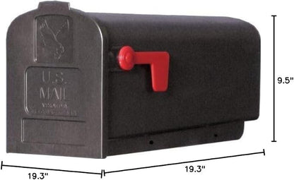 Gibraltar Deluxe Polybox Plastic Post Mounted Black Mailbox 9-9/16 in. H x 7-7/8 in. W x 19-3/8 in. L