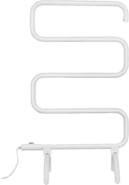 Electric Towel Warmer, S-Shaped Heated Towel Rack with Built-in Switch, Constant Temperature Control, 15 Min Fast Heating, Freestanding & Wall-Mounted Drying Rack for Bathroom, White