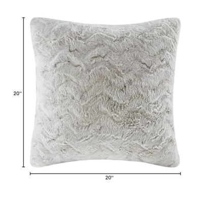 Madison Park Zuri Faux Fur Ombre Stripe Ultra Soft Luxury Decorative Throw Pillows, For Couch Bed With Insert, 20" x 20", Grey