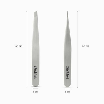 THEMOA Precision Tweezers Set – Stainless Steel Pointed & Slant Tip Tweezers for Eyebrow, Facial Hair, Ingrown Hair, Professional Beauty Tool with Case