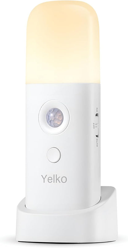 YELKO Rechargeable Night Light, Motion Sensor, Warm White 1Pack | Handheld Portable, Dimmable, 2000mAh Battery Powered, 5-Level Brightness, For Seniors Kids Adults