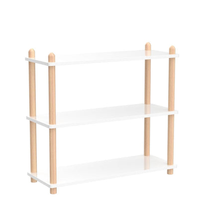 IOTXY 3-Tier Wooden Shelf Bookcase - Modern Open Bookshelf, Free Standing Storage Rack, Multifunctional Display Stand for Home and Office, White, Rectangle