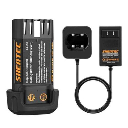 Shentec 1500mAh 8V Replacement Battery Compatible with DEWALT DCB080 Dewalt DCF680N1 DW4390 DCF680G2 DCF680N2, Li-ion Battery (Battery Charger Included)