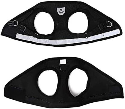 FEimaX Dog Harness and Leash Set for Walking, Soft Mesh Adjustable Easy Control Lightweight Cat Vest Harnesses with Reflective Strips, Escape Proof Small Dogs Cats Vests (Black, Medium)