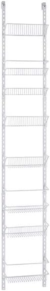 ClosetMaid Adjustable Organizer Rack with Baskets Wall or Over Door Mount, for Kitchen, Pantry, Utility Room, Closet, 12 in. W, White Finish, Inch