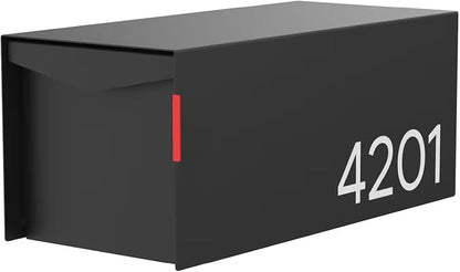Olio Home Mailbox | Modern Design Personalized Thompson Flat Top Post Mount Mail Box | 20.5” x 9.2” x 8.5” | Galvanized Steel Mailboxes for Outside | Made in USA Mail Boxes for House | Black