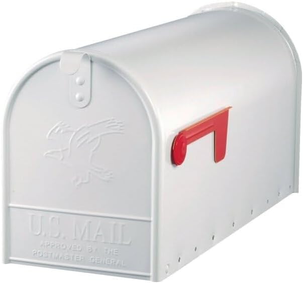 Gibraltar Mailboxes Elite Large Capacity Galvanized Steel White, Post-Mount Mailbox, E1600W00