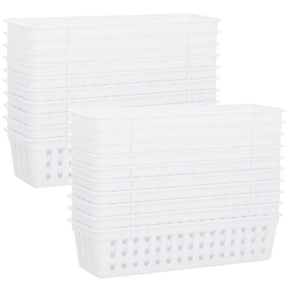 Lnrueg 20 PCS Classroom Storage Baskets, 10.2 x 3.1 x 2.4 inches,Plastic Classroom Pencil Organizers, Pencil and Pen Organizer Baskets, Durable PP Storage Trays for Home School Office Supplies