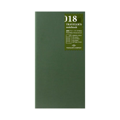 Traveler's Notebook, Refill, Vertical Weekly Free, Regular Size, 14379006