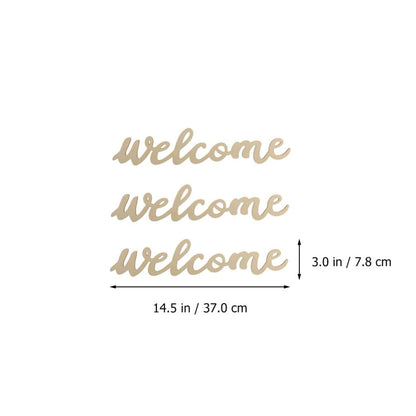 Amosfun 10pcs Welcome Wood Cutout Letters for Sign Wooden Unfinished Welcome Door Signs Decorative Wood Hanging with 10pcs Lanyard for Front Door Rustic Home Gallery Wall Decor
