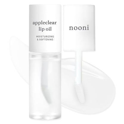 NOONI Korean Lip Oil - Appleclear | Lip Stain, Gift, Long-Lasting, Moisturizing, Plumping, Glowing, Revitalizing, and Tinting for Dry Lips with Mint Extract, 0.12 Fl Oz