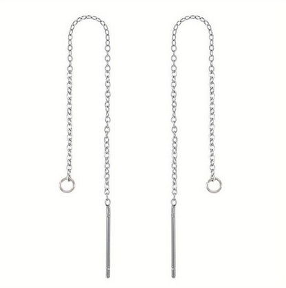 30pcs Adabele 316 Grade Surgical Stainless Steel Hypoallergenic 3 Inch Threader Earring Findings Pull Through Chain Drop Tassel Open Ring for DIY Earrings Jewelry Making SEF11-3