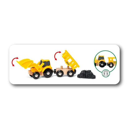BRIO Construction Vehicles - Premium Wooden Toy Train Set | Fun and Educational | Easy Magnetic Couplings | FSC Certified Wood | Ideal Christmas or Birthday Gift