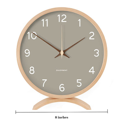 Maxspace Table Clock - 8 Inch Silent Non-Ticking Wooden Timepiece Desk Clock Perfect for Living Room Office Bedroom Decor（Grey）