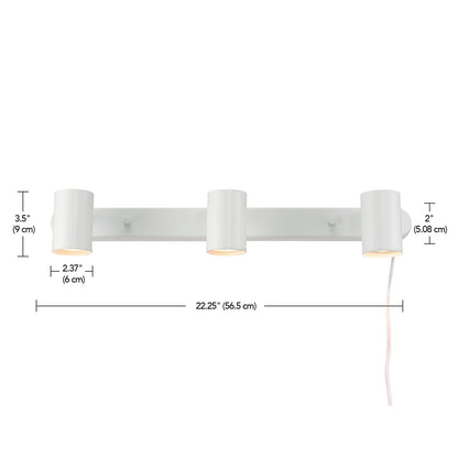 Globe Electric 60024 3-Light Plug-in Track Lighting, Adjustable Heads, Matte White Finish, 22-inch, 15-Foot Cord with in-Line Switch, Compatible with GU10 Base Bulbs (Sold Separately)