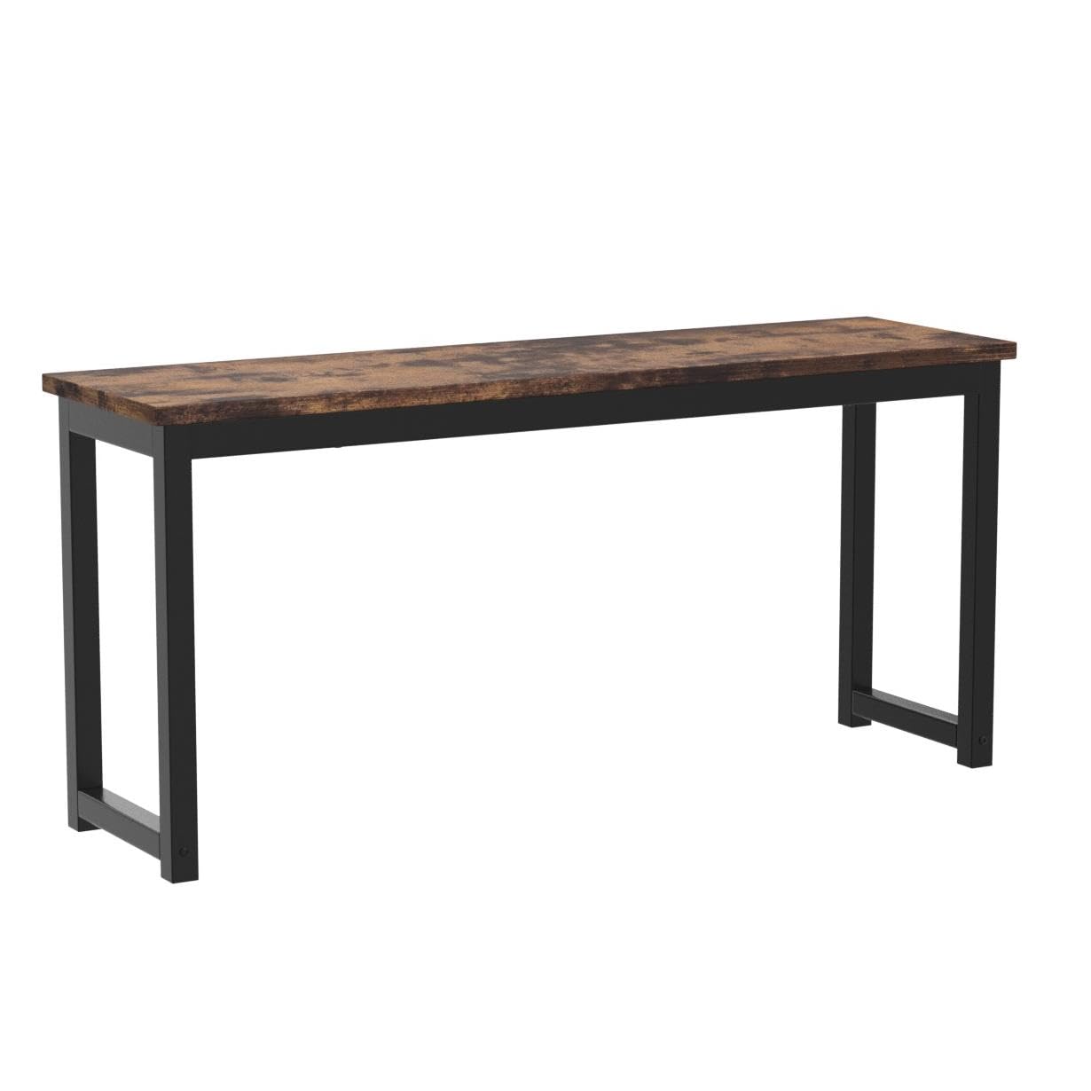 HOOBRO Dining Benches, Pair of 2 Industrial Style Indoor Benches, Durable Metal Frame, for Kitchen, Dining Room, Living Room, Rustic Brown BF01CD01