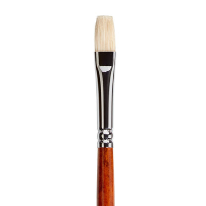 KINGART 12-Piece Long Handle White Hog Hair Artist Paint Brush Set, Perfect for Acrylic Oil Gouache Watercolor, Painting Brushes Kit for Canvas & Fabric with Storage Case